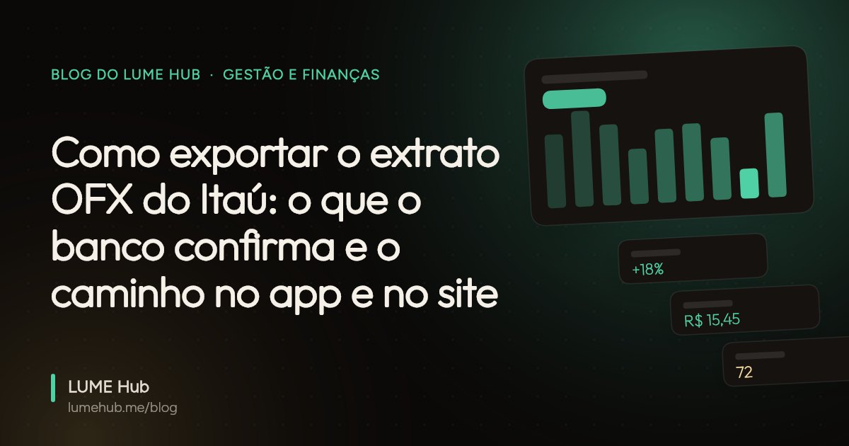 Capa do artigo: Como exportar o extrato OFX do Itaú: o que o banco confirma e o caminho no app e no site