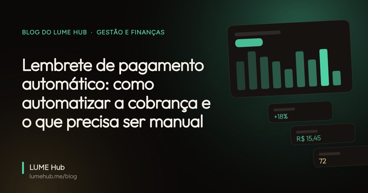 Capa do artigo: Lembrete de pagamento automático, como automatizar a cobrança e o que precisa ser manual