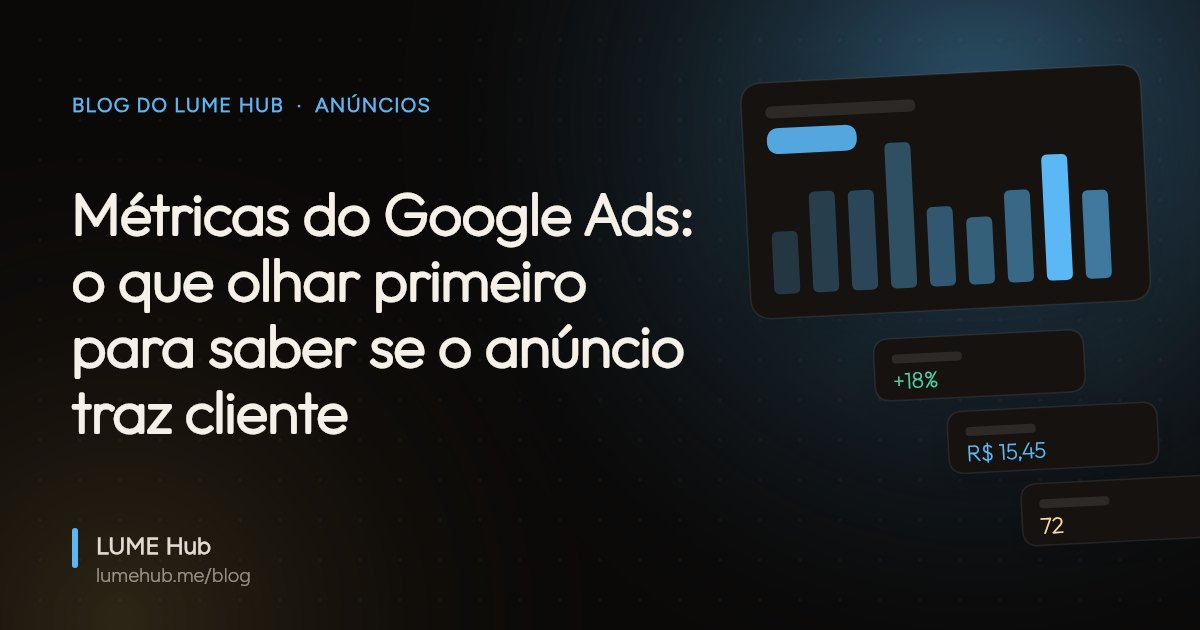 Capa do artigo: Métricas do Google Ads: o que olhar primeiro para saber se o anúncio traz cliente