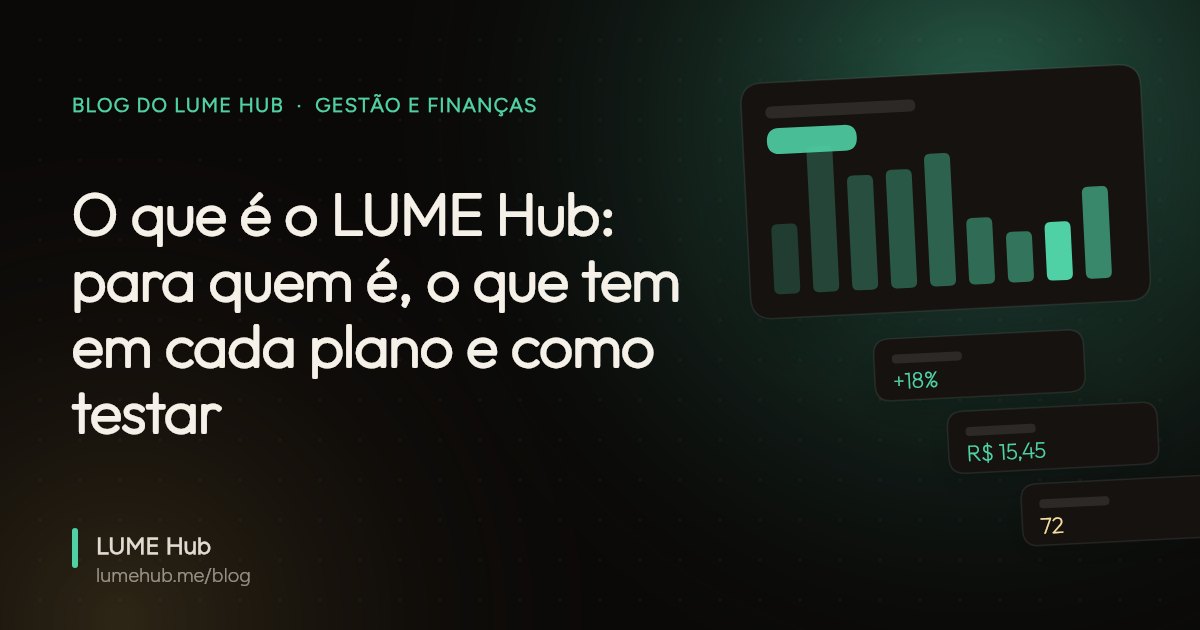 Capa do artigo: O que é o LUME Hub: para quem é, o que tem em cada plano e como testar