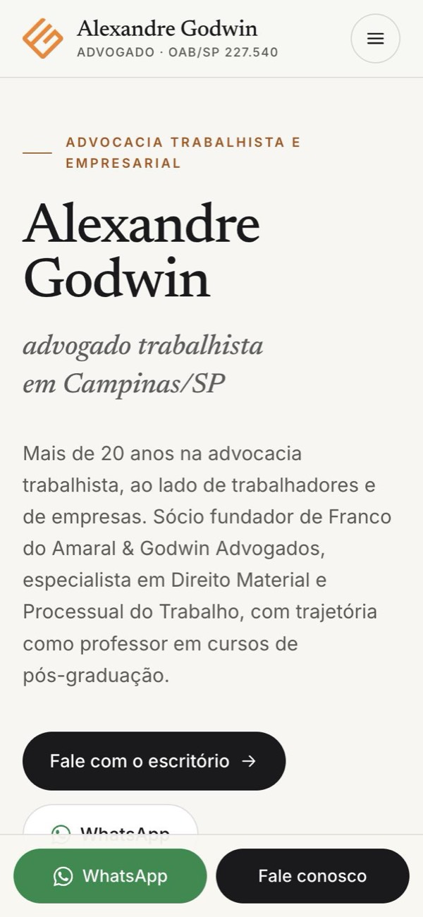 Site Alexandre Godwin no celular