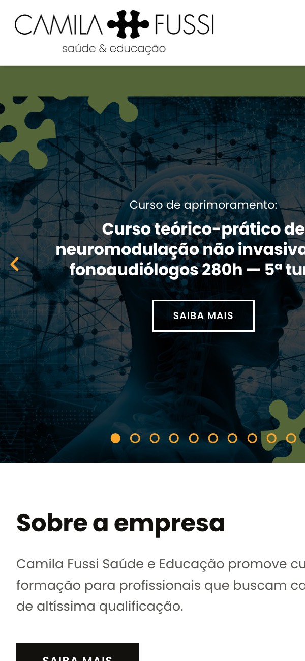 Site Camila Fussi no celular