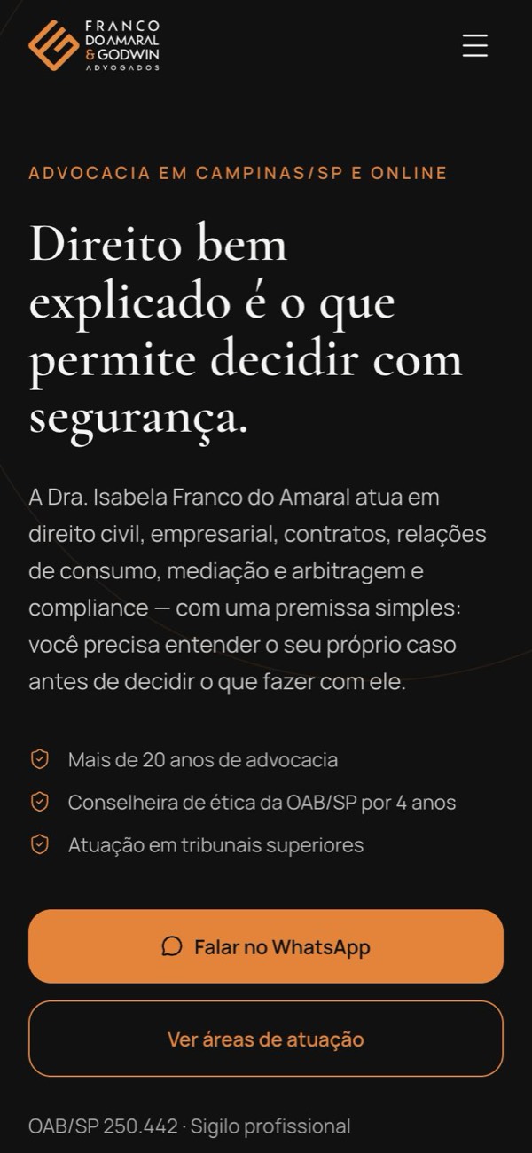 Site Isabela Franco do Amaral no celular