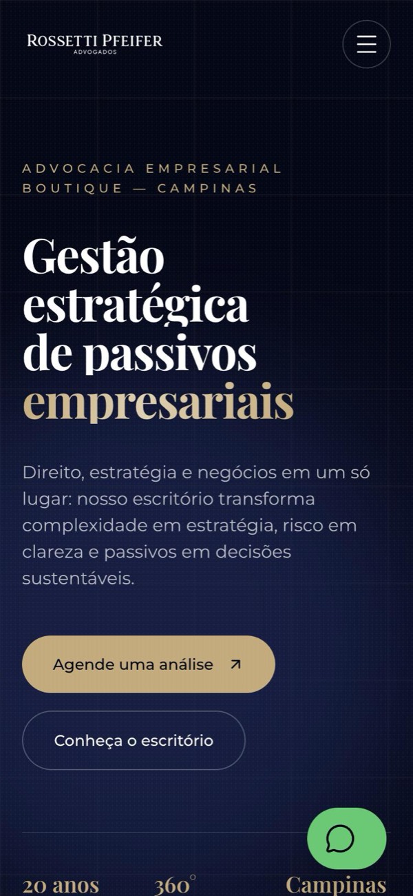 Site Rossetti Pfeifer Advogados no celular