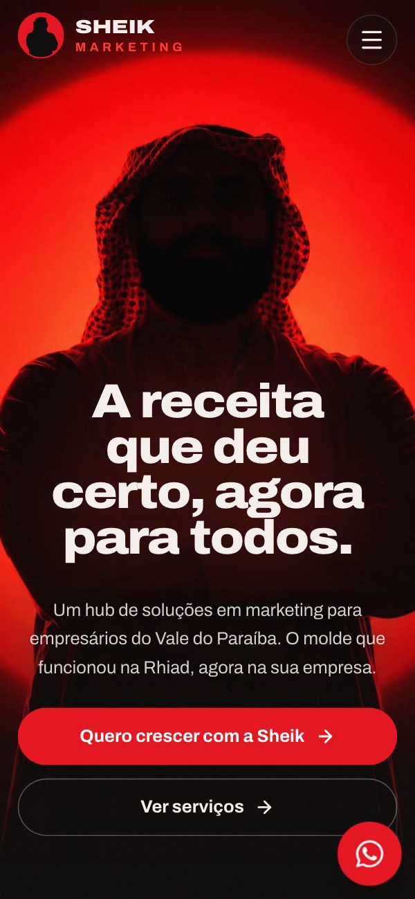 Site Sheik Marketing no celular, feito pela LUME