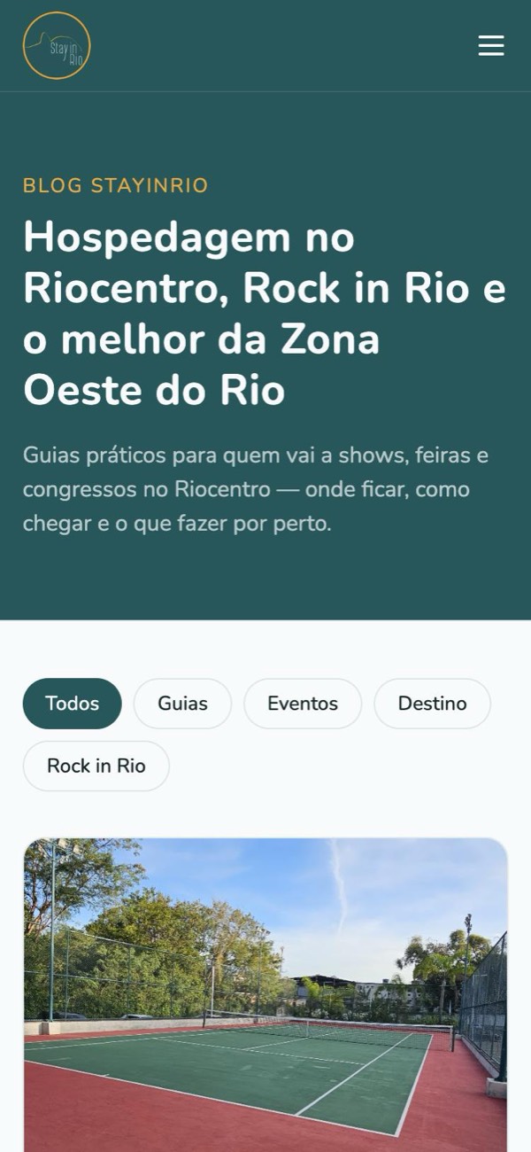 Site Stay in Rio no celular, feito pela LUME