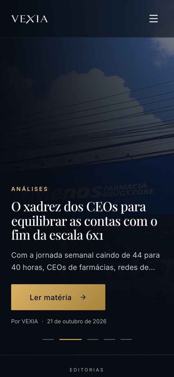 Site Vexia no celular
